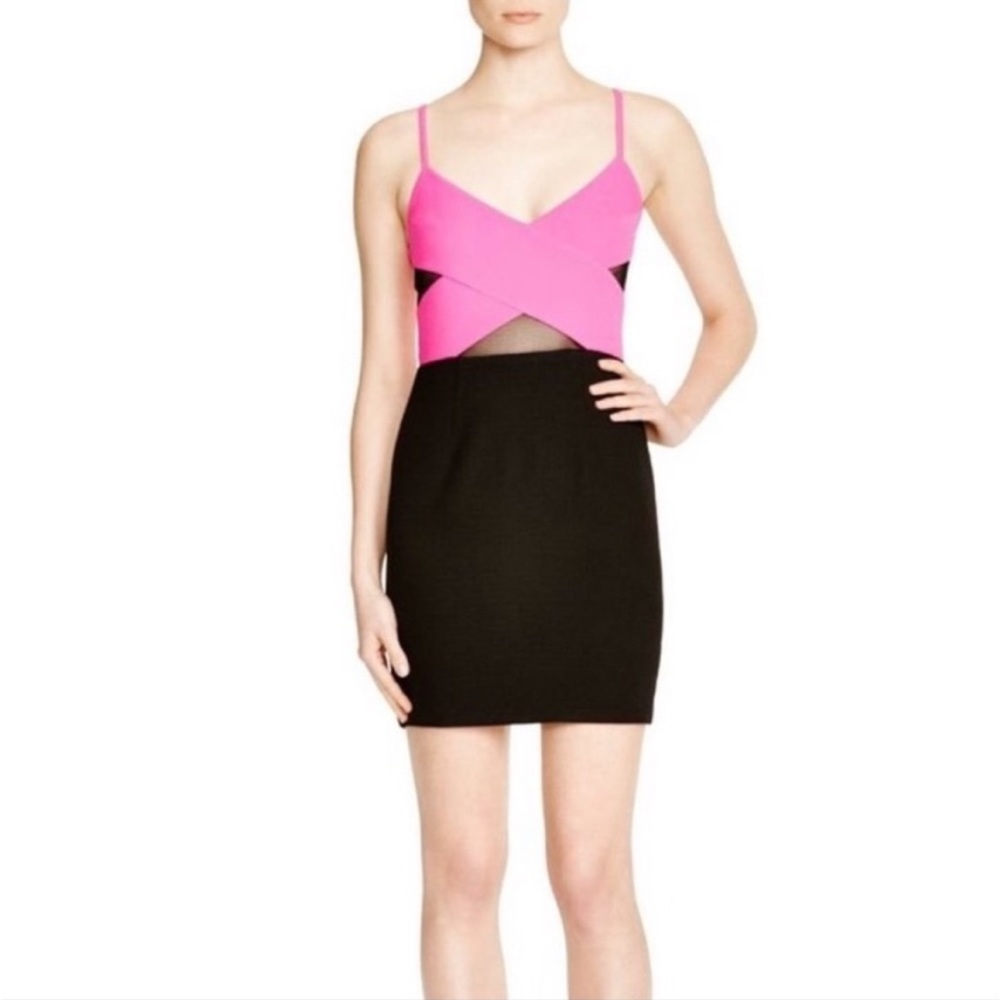 Lucy Paris black and neon pink mini dress